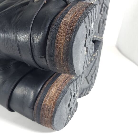 LIBERTY Black Tall Moto Boots with Buckle - Picture 15 of 16